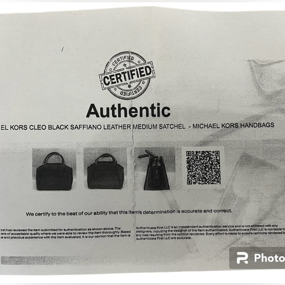 🌟Certificate of Authenticity- Michael Kors Medium Cleo Satchel Black - Picture 14 of 14